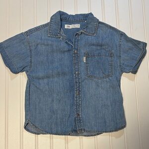 Zara Kids Classic Blue Denim Button-Down Shirt size 3/4